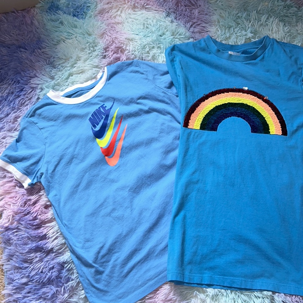 Two t-shirts Rainbow colors! Girls size XL